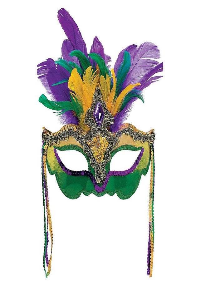 Cleacloud Mardi Gras Sequin Feathers Mask Venetian Carnival Masquerade Mask for Women Feather Decorations Halloween Party Cosplay - Image 1