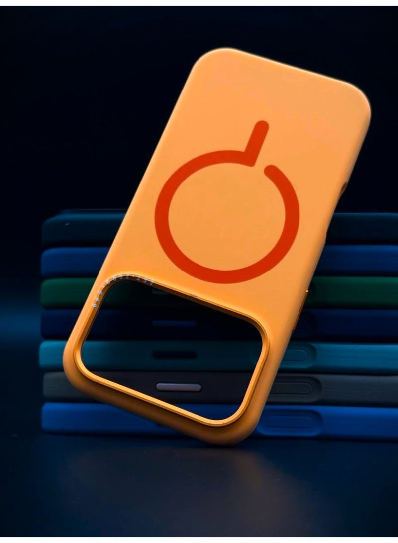 general Premium Silicone MagSafe Case for iPhone 17 Pro – Slim, Shockproof, Magnetic Wireless Charging Compatible Protective Cover (Orange) - Image 1