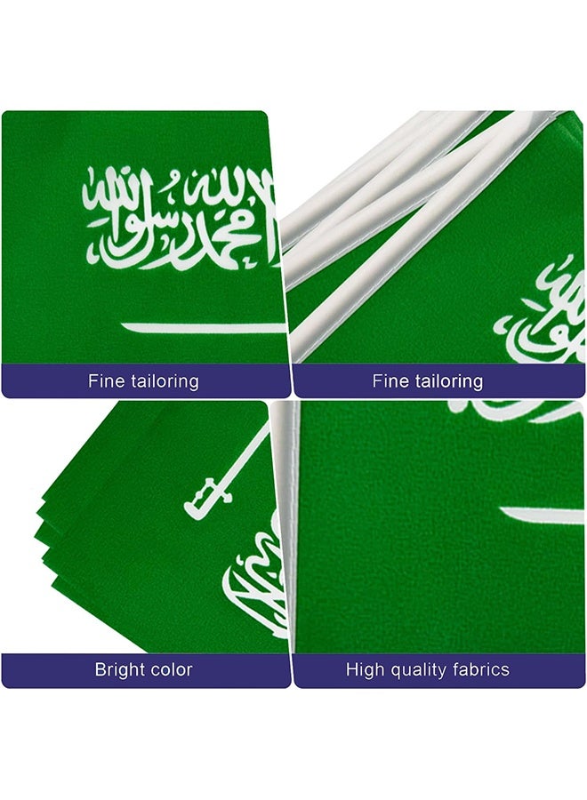 رايتان صغيرتان من أعلام المملكة العربية السعودية، زينة وطنية معلقة، مثالية للأعياد الوطنية، والمباريات الرياضية، والحفلات، بطول 39 قدمًا و30 علمًا. - Image 3