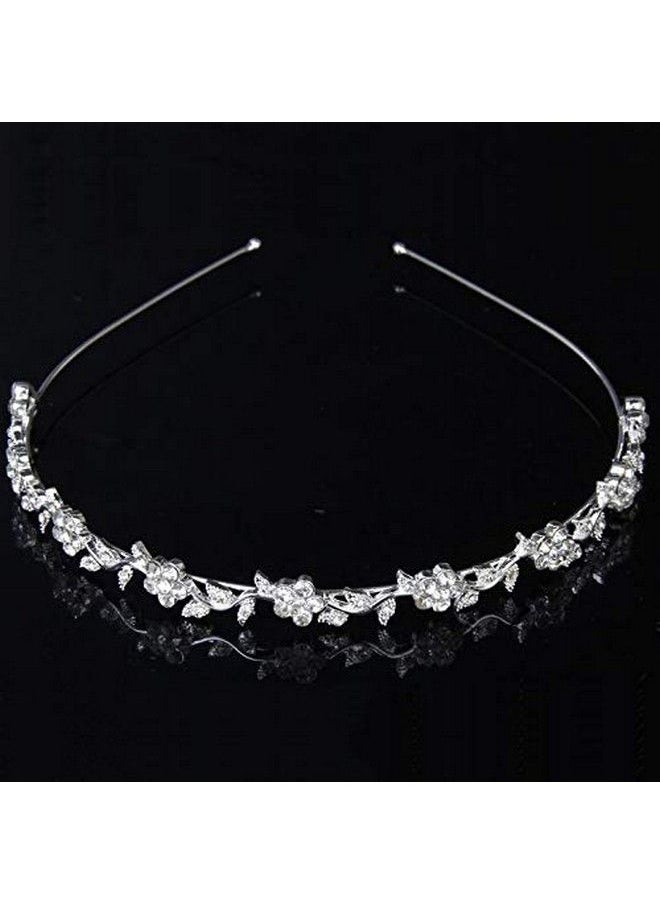 Oarkive Bridal Headband Bridal Headpieces For Wedding Crystal Headband Stylish Rhinestones Princess Crown Flower Leaf Tiara Headband Wedding Tiaras For Bride Prom Headband For Women Girl Adult Kids  - Image 1