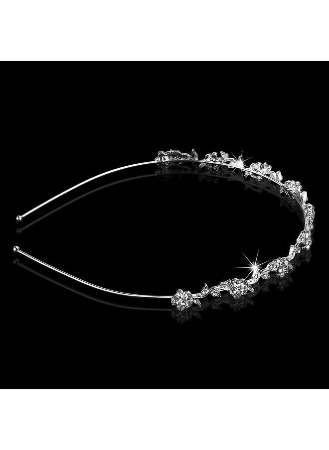Oarkive Bridal Headband Bridal Headpieces For Wedding Crystal Headband Stylish Rhinestones Princess Crown Flower Leaf Tiara Headband Wedding Tiaras For Bride Prom Headband For Women Girl Adult Kids  - Image 5
