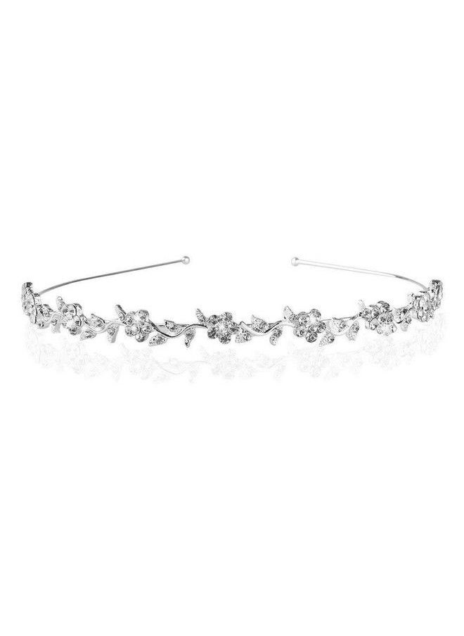 Oarkive Bridal Headband Bridal Headpieces For Wedding Crystal Headband Stylish Rhinestones Princess Crown Flower Leaf Tiara Headband Wedding Tiaras For Bride Prom Headband For Women Girl Adult Kids  - Image 3