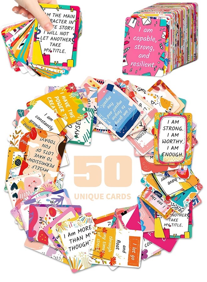 Wffo 50 PCS Motivational Cards - Affirmation Cards with Blank Backs - Self-Encouragement Cards with Quotes - Motivational Cards for Employees, Students, and Colleagues - Positive Energy Postcards with Inspirational Quotes, a Spiritual Gift - Image 1