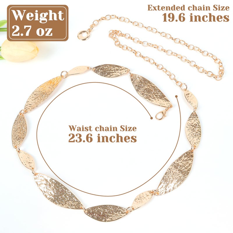 LOTOFUN Gold Chain Belt for Dresses: Metal Bohemia Leaves Waist Chains Belts for Women Ladies Dress Accessories - Image 4