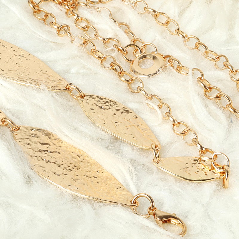 LOTOFUN Gold Chain Belt for Dresses: Metal Bohemia Leaves Waist Chains Belts for Women Ladies Dress Accessories - Image 5