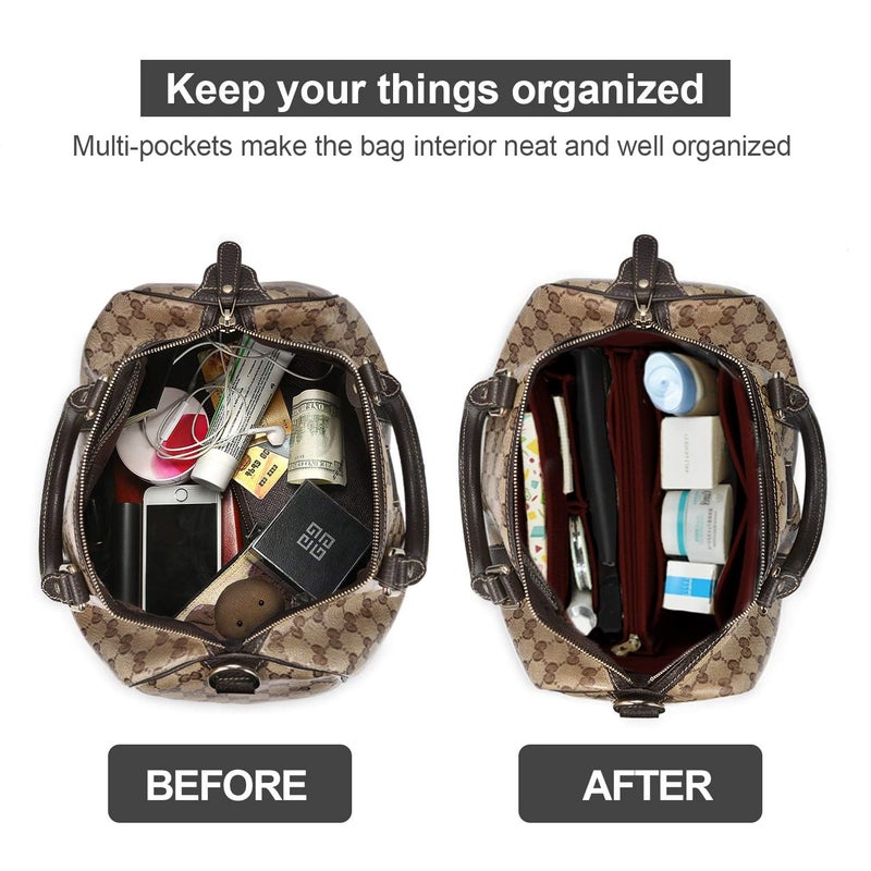 Omystyle Darkred Large Purse Organizer Insert For Handbags  Felt Bag Organizer For Tote & Purse  Tote Bag Organizer Insert With 5 Sizes  Compatible With Neverful Speedy And More?11.4""?5.9""?6.9"" - Image 5