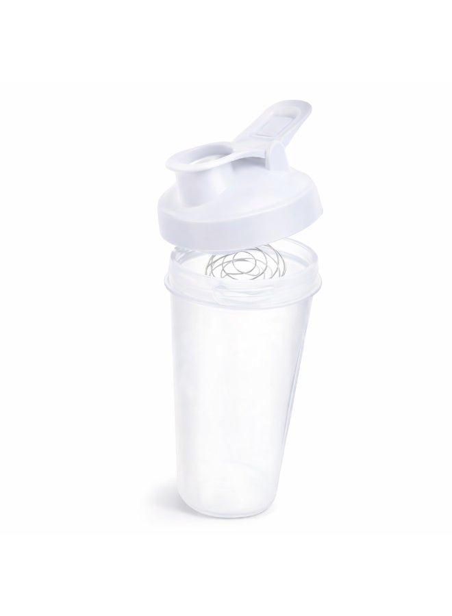 استريكو زجاجة بلاستيكية لخلط البروتين، تصميم أبيض مانع للتسرب مع خفاقة سلكية، مثالية للعصائر والمشروبات المخفوقة وعجينة الفطائر - Image 1