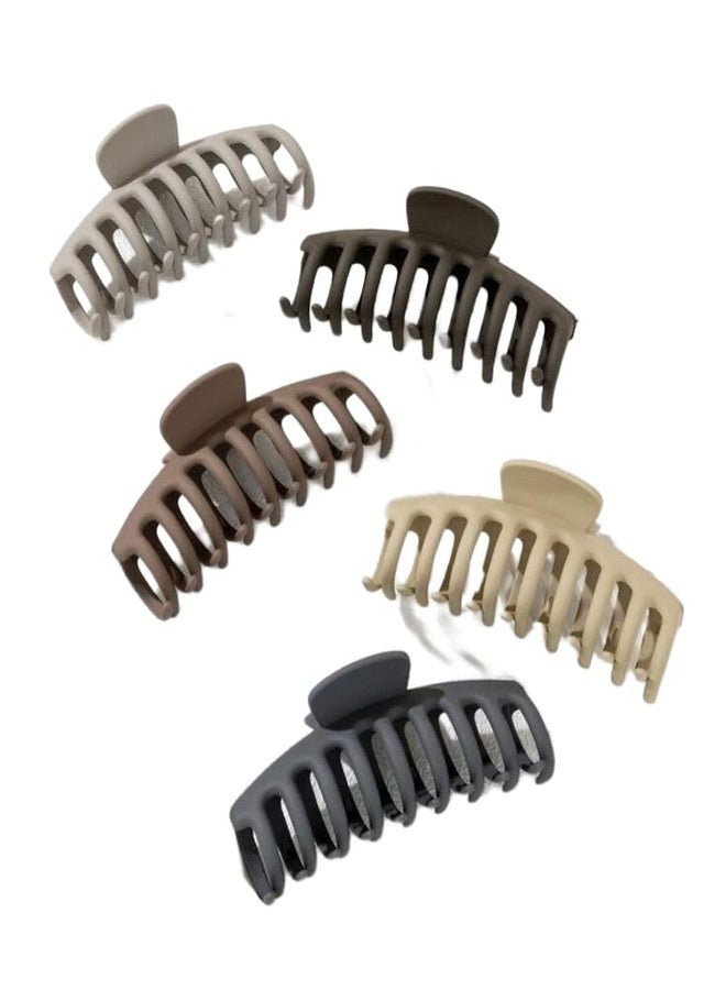 Xarnish Set of 5 Large Hair Claw Clips for Women and Girls - Non-Slip, Matte Finish, Durable Plastic in Multicolor - Image 1