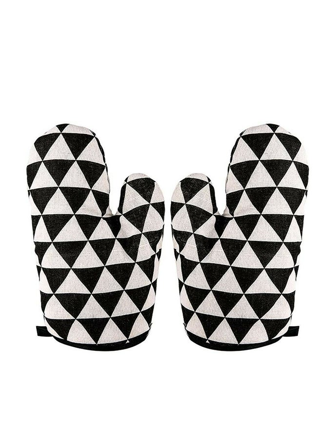 O Ozone Cotton Oven Mitts Pot Holders Heat Resistant Cooking Gloves (Black Pattern)  - Image 1