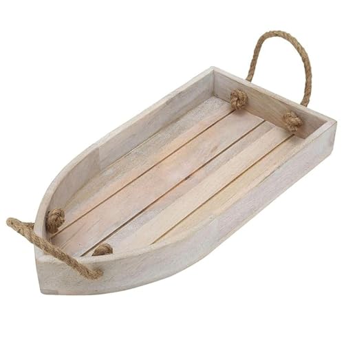 Make in Modern Mango Wood Tray – White Finish, 16 x 8 x 2.5 Inch | Decorative Serving Tray for Coffee Table, Kitchen, Vanity, or Entryway | Handcrafted Wooden Organizer - Image 1