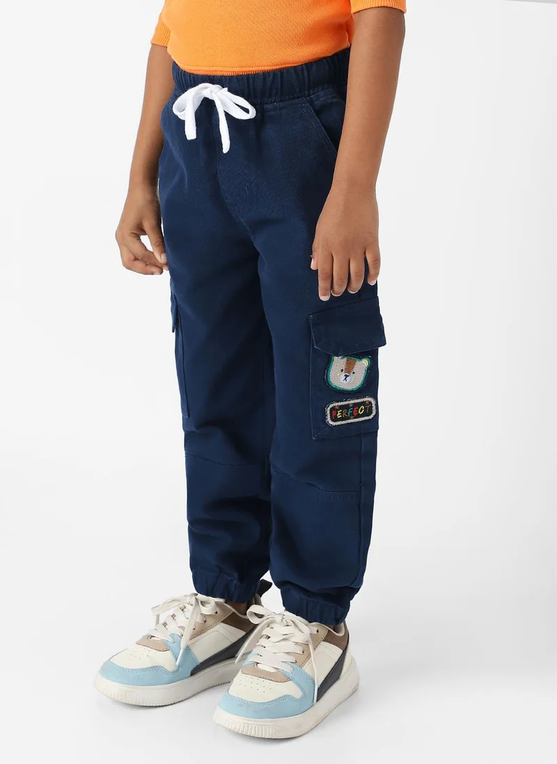 نوتيناتي Nautinati Boys Bear Patch Denim Cargo Style Joggers