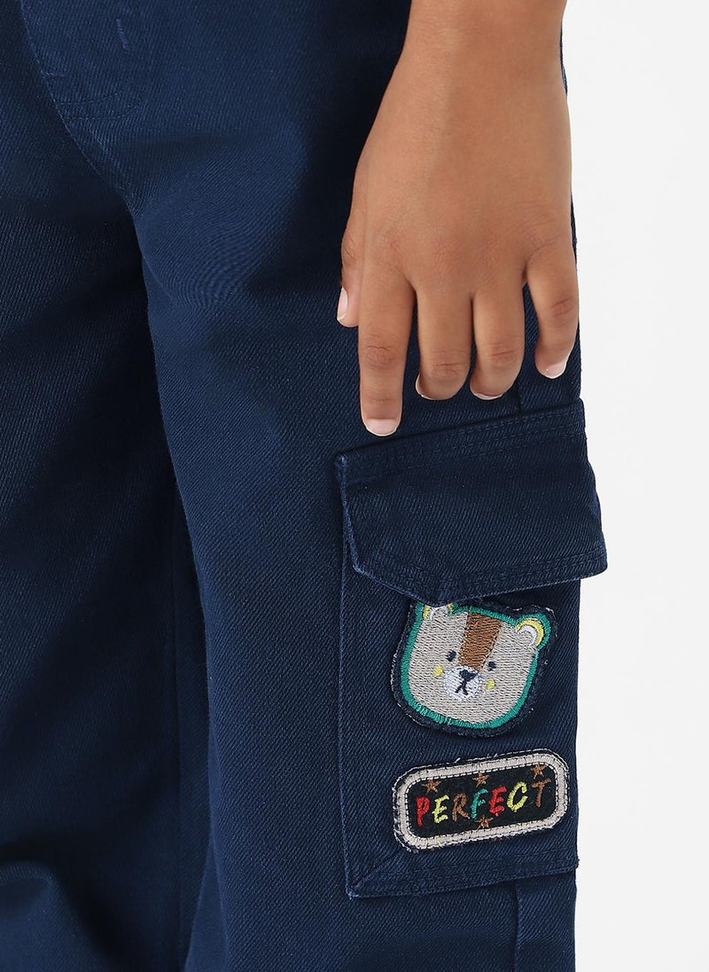 Nautinati Boys Bear Patch Denim Cargo Style Joggers