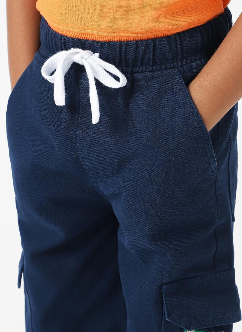 Nautinati Boys Bear Patch Denim Cargo Style Joggers