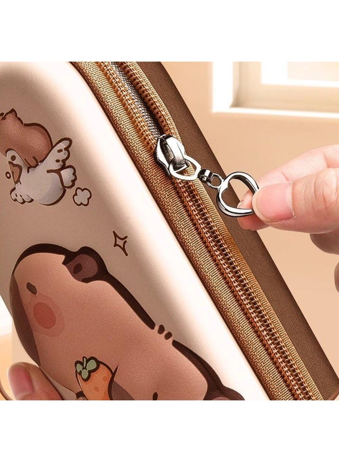 capybara Cute Capybara Pencil Case, Cartoon Design, Waterproof Stationery Organizer with Large Capacity and Zipper Closure, Perfect for Kids and Teens, Ideal for School, Office, and Travel - Image 4