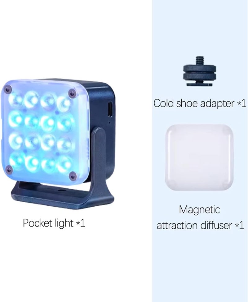 نانليت Pico Portable LED Fill Light – Full Color RGB, Snap-On Attachment for Phone/Camera Photography, Live Streaming, Video Content Creation (Midnight Blue) - Image 2