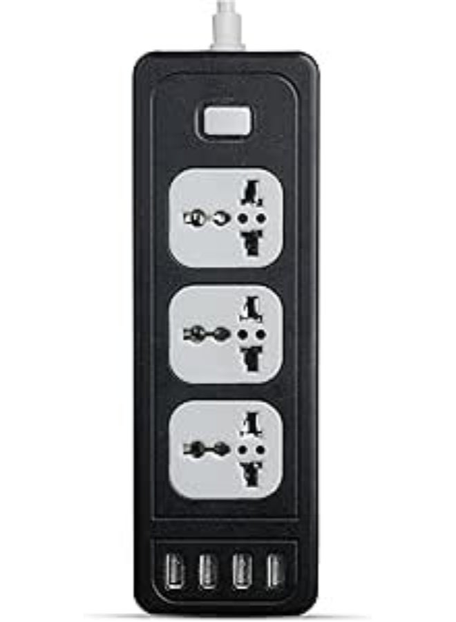 G-POWER شريط كهربائي G-POWER GP310BK جودة سلك مع أربعة منافذ USB وثلاثة مقابس ثلاثية بطول سلك 2 متر - أسود - Image 1