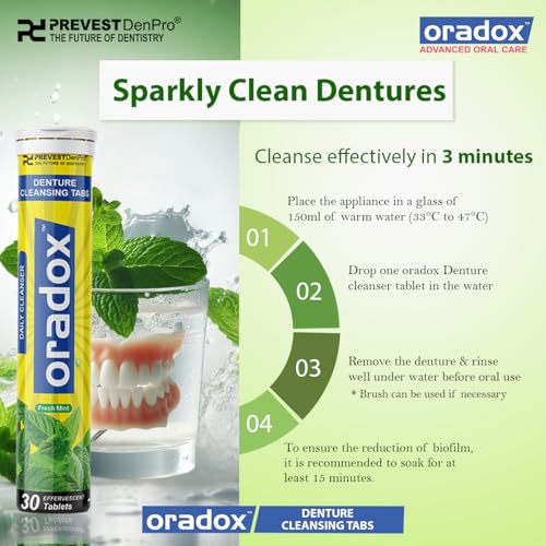 ORADOX DENTURE CLEANSING TABLETS (30 Count) | Denture Cleaning | Faster in Action | Odor Removal Daily Hygiene Care - Image 4