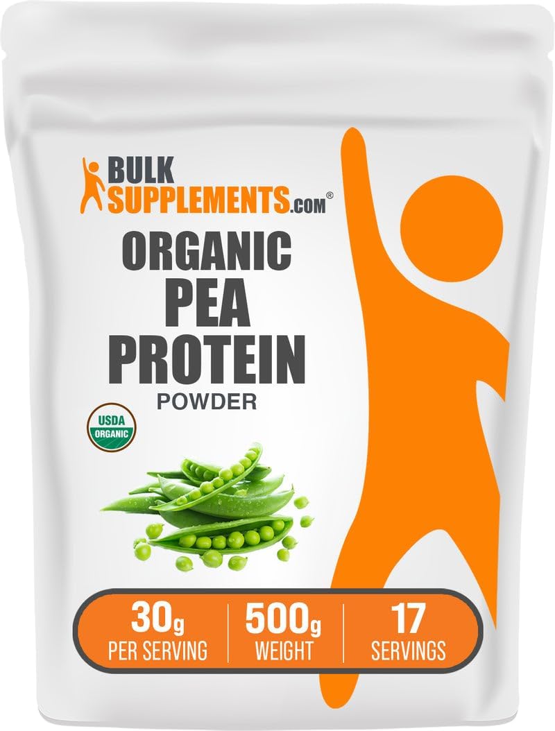 BulkSupplementscom Organic Pea Protein Powder  Plant Based  Vegan Protein Powder  Unflavored  Gluten Free 30g per Serving 500g 11 lbs Pack of 1 - Image 1