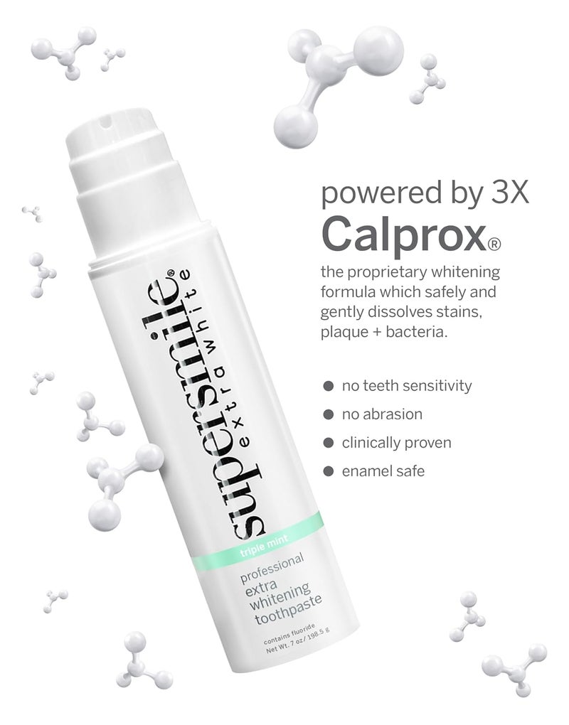 Supersmile Professional Extra Whitening Toothpaste for Adults  Tooth Stain Remover  Safe  Effective Teeth Whitener for Sensitive Teeth Triple Mint 7 oz - Image 2