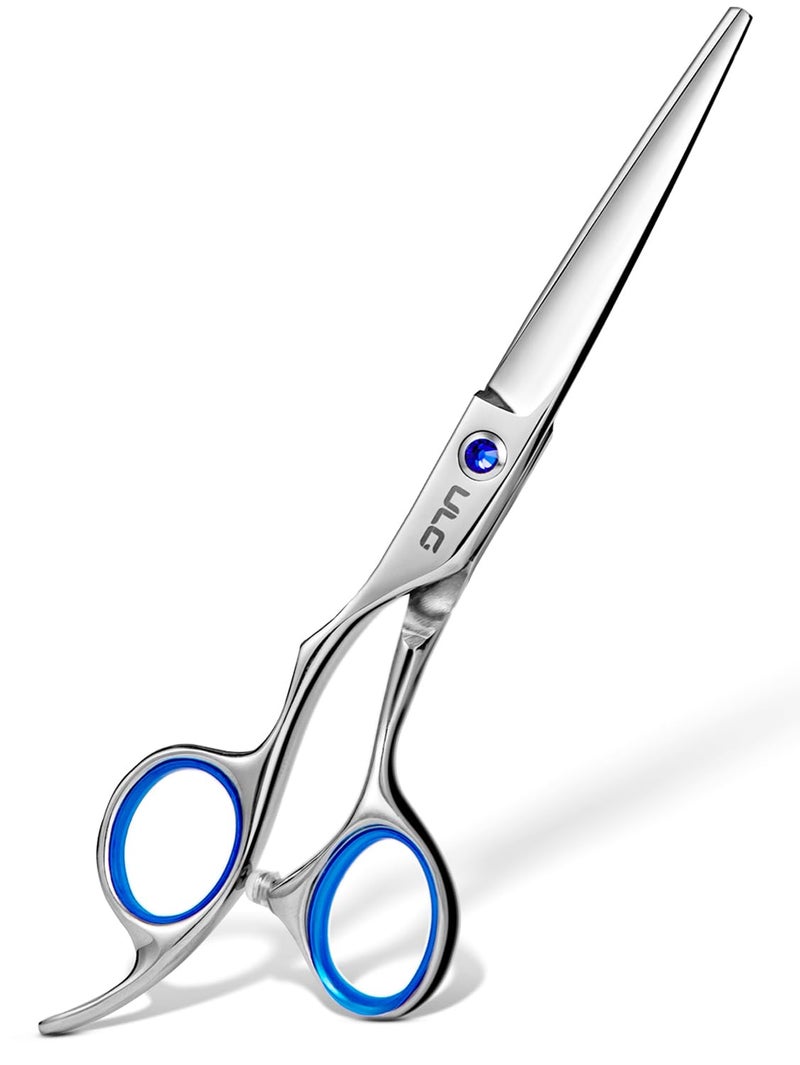 ULG Hair Cutting Scissors for Left Hand, ULG Left-Handed Professional Hair Scissors 6.5-Inch Razor Edge Barber Shears for Salon and Home Hair Cutting Made of Japanese Stainless Steel, Blue Fingerhole Ring - Image 1