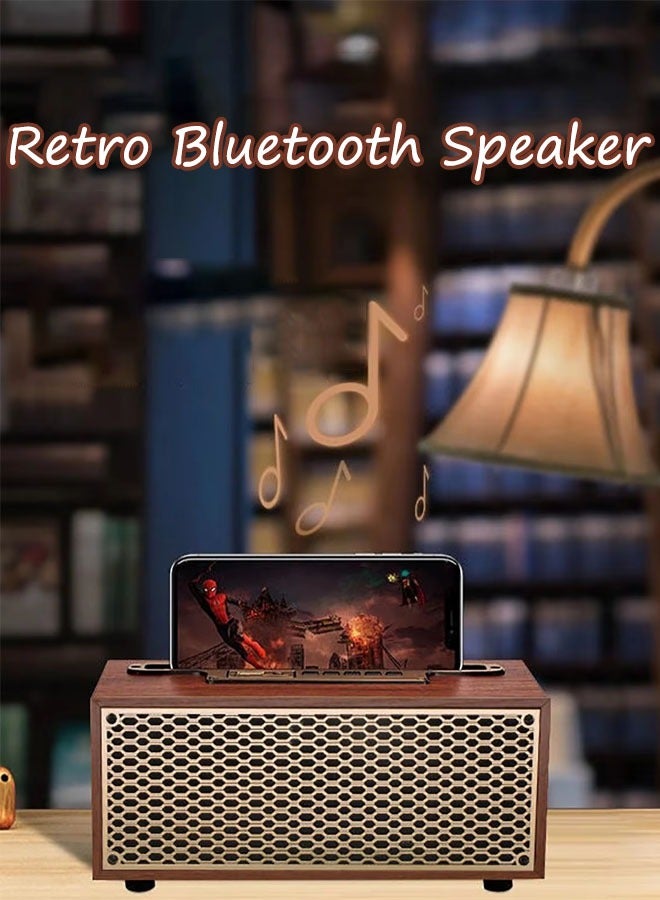 Beauenty Retro Wooden Bluetooth Speaker  Portable Wireless Speaker Bluetooth Heavy Bass Music Player Long Playtime Outdoor Speaker For Home Office Party Gift For Friend (Brown) - Image 1