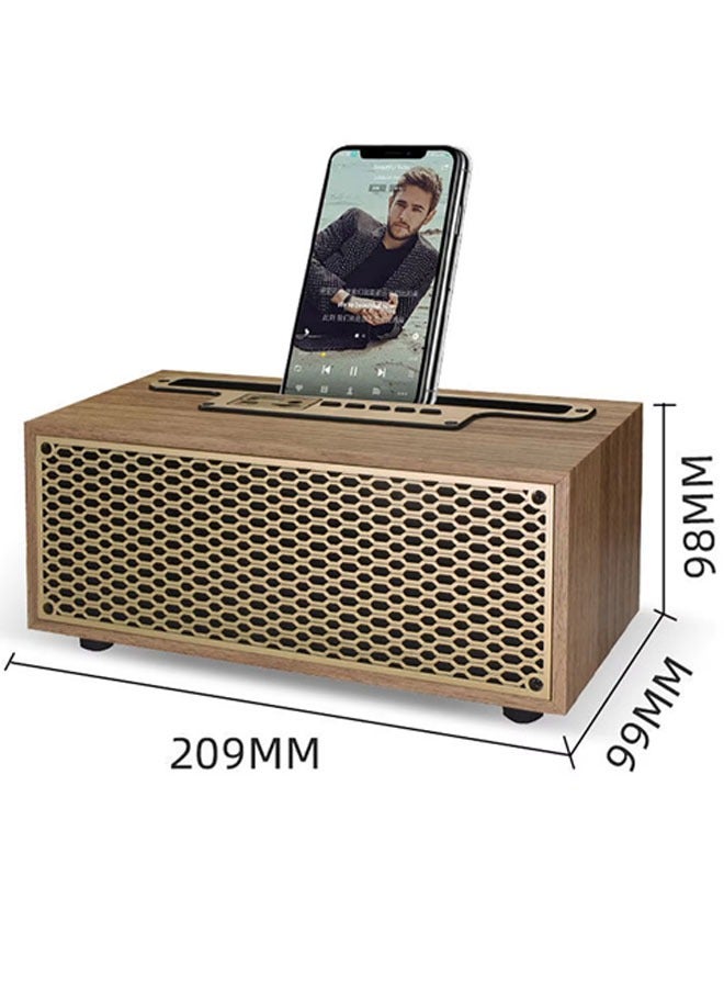 Beauenty Retro Wooden Bluetooth Speaker  Portable Wireless Speaker Bluetooth Heavy Bass Music Player Long Playtime Outdoor Speaker For Home Office Party Gift For Friend (Brown) - Image 2