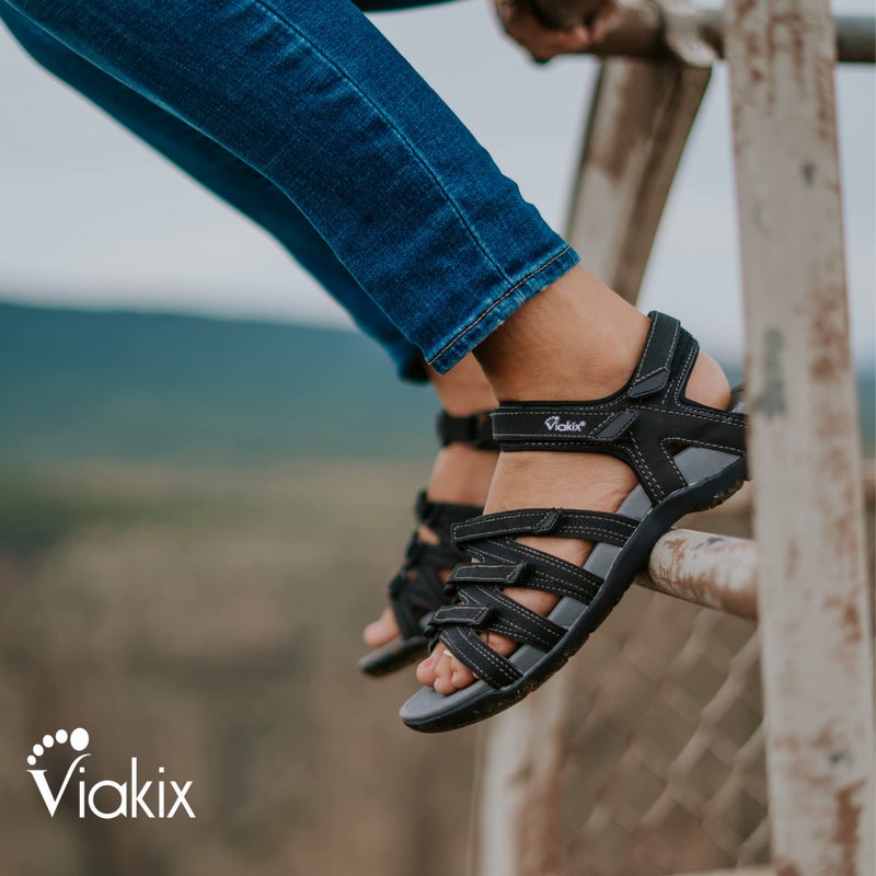 Viakix صندل رياضي للنساء من فياكيس - أحذية مريحة وأنيقة للمشي لمسافات طويلة، مع دعم للقوس، في الهواء الطلق، للمشي، للماء، للنهر، للتنزه، كربون 9 - Image 2