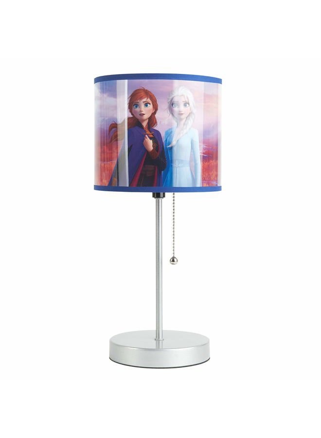 Idea Nuova Frozen 2 Stick Table Kids Lamp with Pull Chain, Metal, Themed Printed Decorative Shade - Image 1