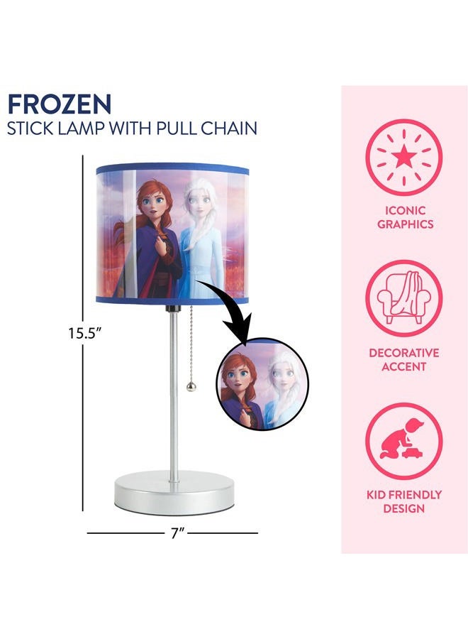 Idea Nuova Frozen 2 Stick Table Kids Lamp with Pull Chain, Metal, Themed Printed Decorative Shade - Image 2