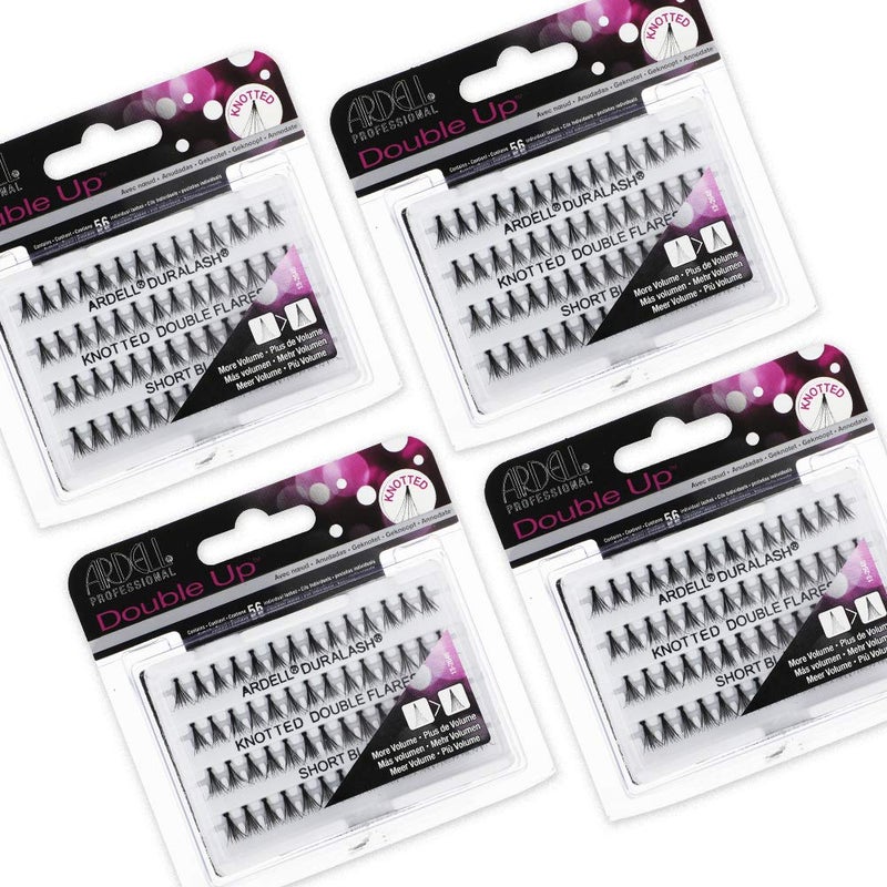 Ardell False Eyelashes Double Up Individuals Lashes Knotted - Short Black, DIY Lash Clusters, Reusable Eyelash Extensions, 4 Pack - Image 1