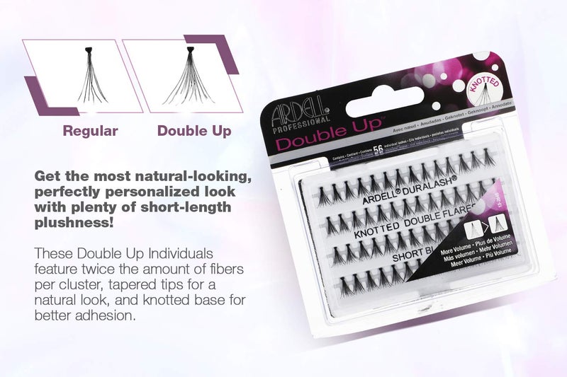 Ardell False Eyelashes Double Up Individuals Lashes Knotted - Short Black, DIY Lash Clusters, Reusable Eyelash Extensions, 4 Pack - Image 3