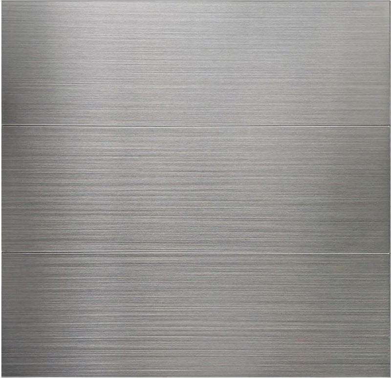 Crystiles 30-Pack of 12 x 4" Brushed Aluminum Peel-and-Stick Tile Backsplash Panels, Stainless Steel Backsplash - Image 1