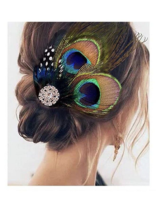 Aliotech Beautiful Butterfly Peacock Feather Hair Clip Pins With Rhinestonesfeather Hair Clip Pin Bridal Wedding Dance Party Hair Accessory - Image 5