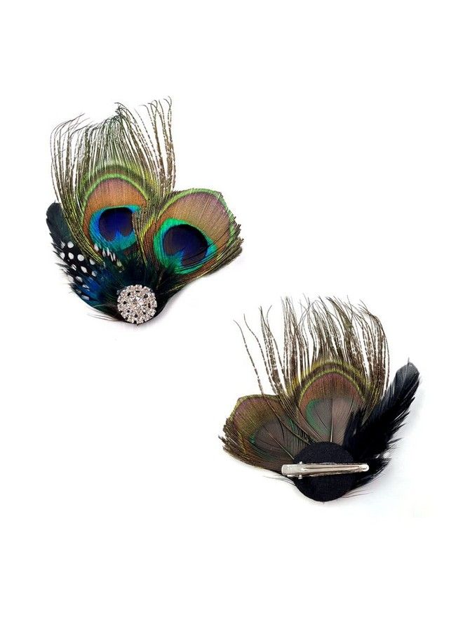 Aliotech Beautiful Butterfly Peacock Feather Hair Clip Pins With Rhinestonesfeather Hair Clip Pin Bridal Wedding Dance Party Hair Accessory - Image 4