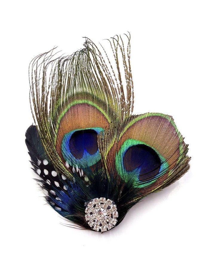 Aliotech Beautiful Butterfly Peacock Feather Hair Clip Pins With Rhinestonesfeather Hair Clip Pin Bridal Wedding Dance Party Hair Accessory - Image 1