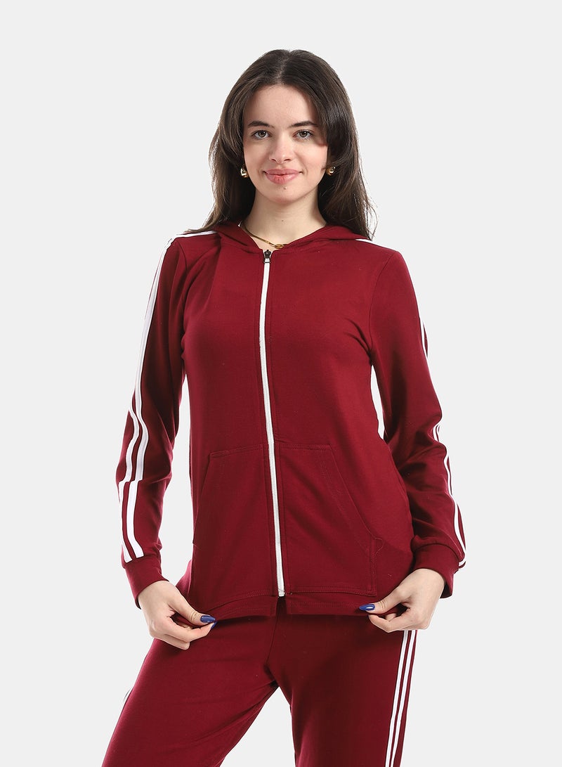 Andora Dark Red Hoodie With Pants Training Suit - Image 2