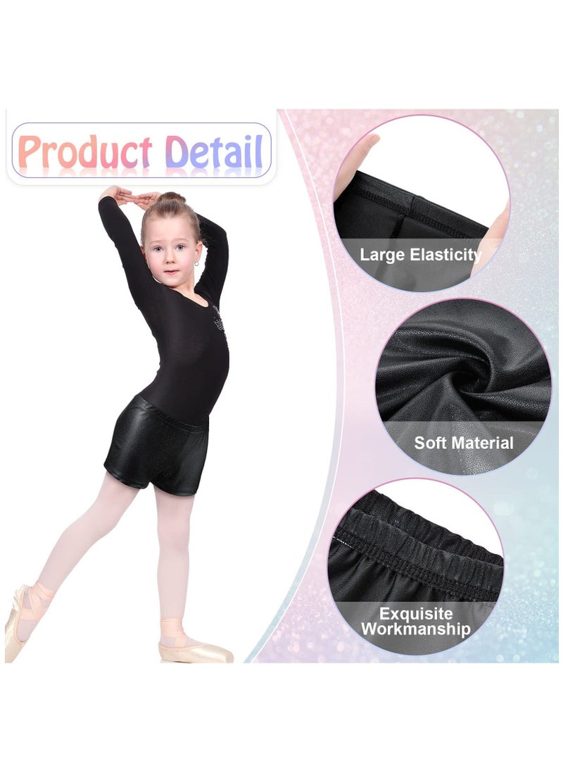 Captaintech Girls' Glitter Gymnastics & Ballet Dance Shorts - 2 Pcs Metallic Tumbling Athletic Shorts for Kids and Toddlers, Sparkling Dancewear for Training & Performance - Image 2