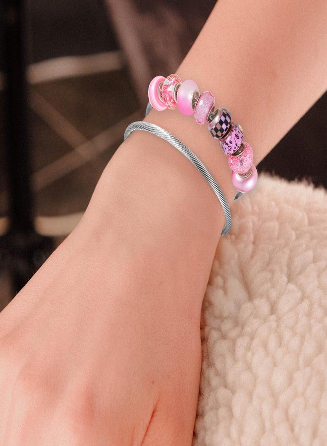 Yolev 20Pcs Snake Charm Bracelet, Adjustable Charm Bracelet Stainless Steel for Jewelry Making Large Hole Beads DIY, Snake Design for Women Silver Bracelets for Beading Craft Projects - Image 5