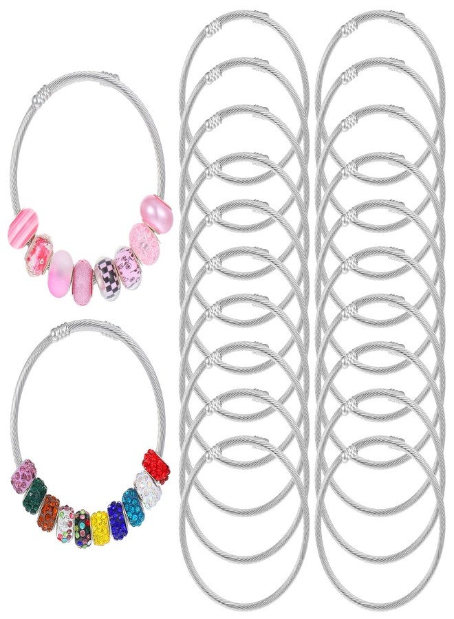 Yolev 20Pcs Snake Charm Bracelet, Adjustable Charm Bracelet Stainless Steel for Jewelry Making Large Hole Beads DIY, Snake Design for Women Silver Bracelets for Beading Craft Projects - Image 1