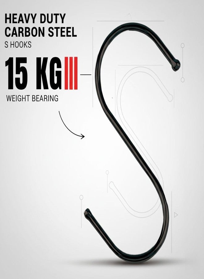 WHITECLOUDZ S Hooks for Hanging Clothes, Stainless Steel S Hooks Heavy Duty, Durable S Shaped Hanging Hooks, Kitchen Hooks for Utensils, 8.4 cm Multipurpose Metal Hooks (S Black, 30) - Image 3