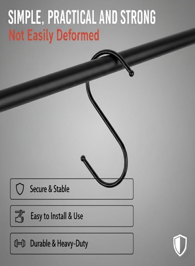 WHITECLOUDZ S Hooks for Hanging Clothes, Stainless Steel S Hooks Heavy Duty, Durable S Shaped Hanging Hooks, Kitchen Hooks for Utensils, 8.4 cm Multipurpose Metal Hooks (S Black, 30) - Image 4