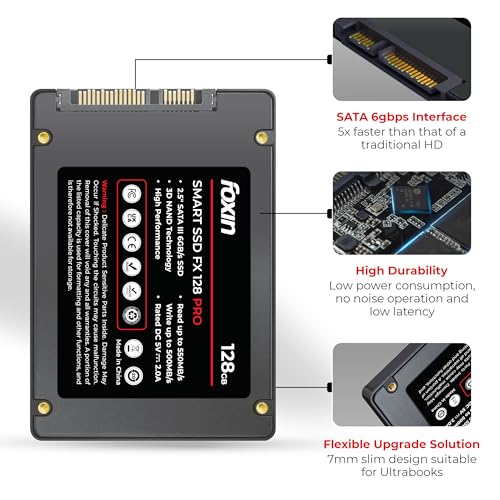 Foxin 128 GB Internal SSD 2.5 Inch SATA III 6Gb/s | Read Up to 550MB/s & Write 500MB/s | 3D NAND Solid State Drive for Laptop, Desktop, PC, NVR, DVR | 5-Year Warranty - Image 3