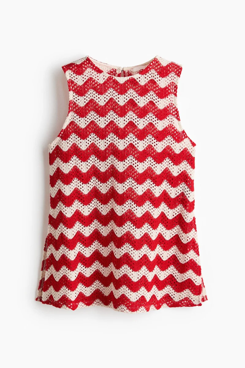 H&M Crochet-look jacquard jersey top