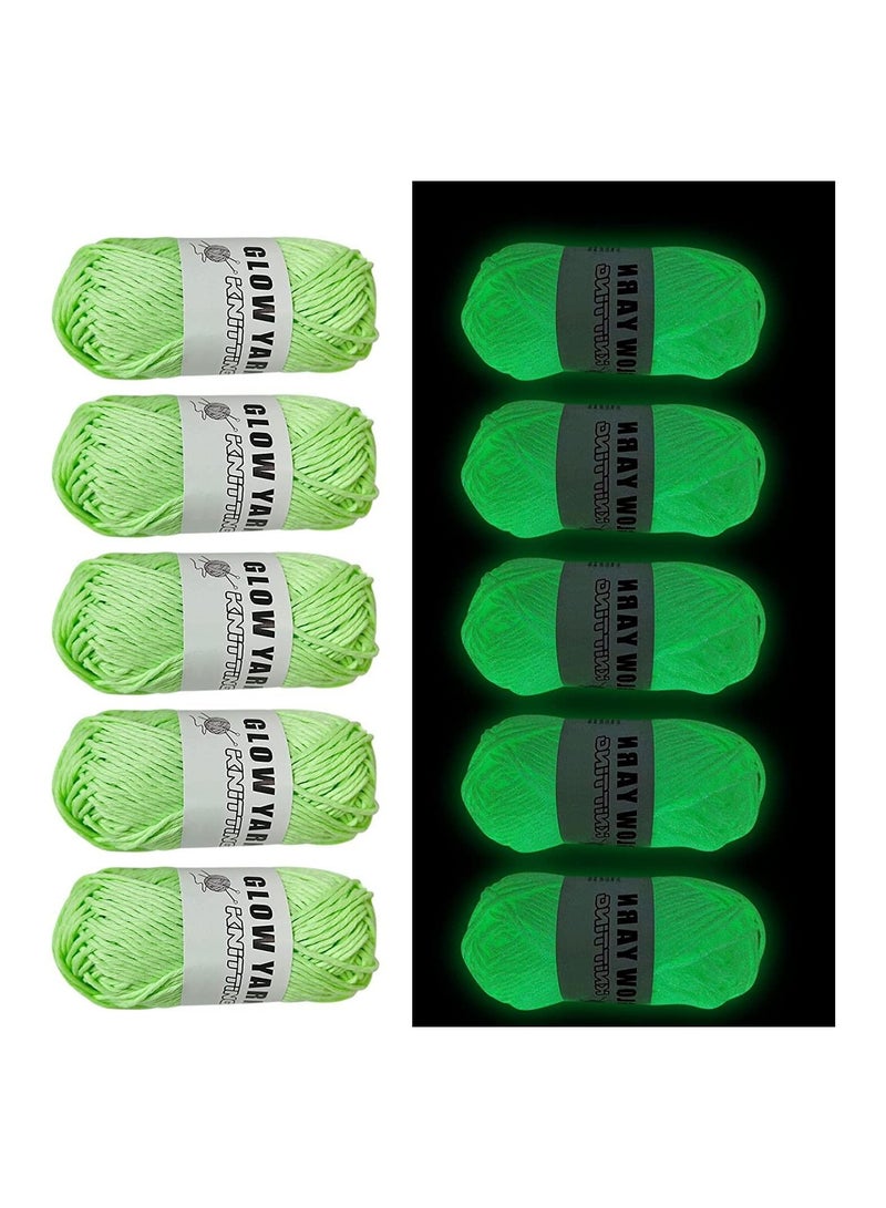 Y&D 5Pcs Glow in The Dark Yarn, Luminous Yarn for Crocheting, 55 Yards Sewing Supplies, Scrubby Beginners I Love This Knitting,Crochet and DIY Party Supplies Fluorescent (Light Green) - Image 1