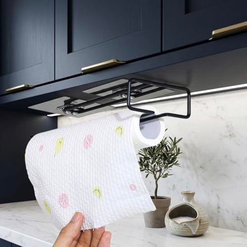 RAYMOX Self Adhesive Wall Mounted 3 in 1 Multi Functional Kitchen Rack for Towel Holder, Tissue Paper Rack, Wine Glass Holder - No Drilling (2) - Image 1