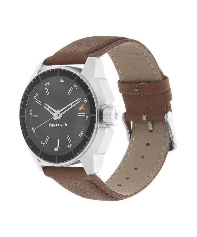 Fastrack By Titan Quartz Analog Black Dial Leather Strap Watch for Men 3089sl05 - Image 2