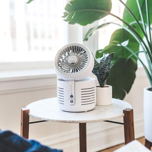 Crane 2-in-1 Air Purifier and Desk Fan Combo - Ideal for Office, Night Stand, Dorm, or Small Bedroom - HEPA Filter - Image 3