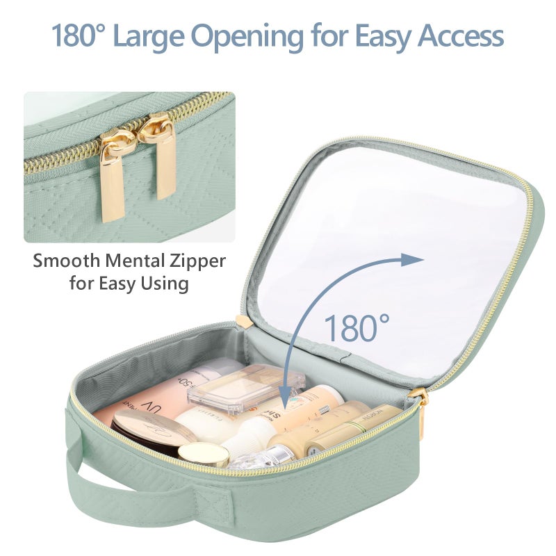 PACKISM TSA Approved Toiletry Bag Combo Pack, 1 Clear Makeup Bag Medium & Large for Checked Luggage, Clear Travel Bag with Handle, Water-resistant Travel Essentials Organizer, Laurel Green - Image 4