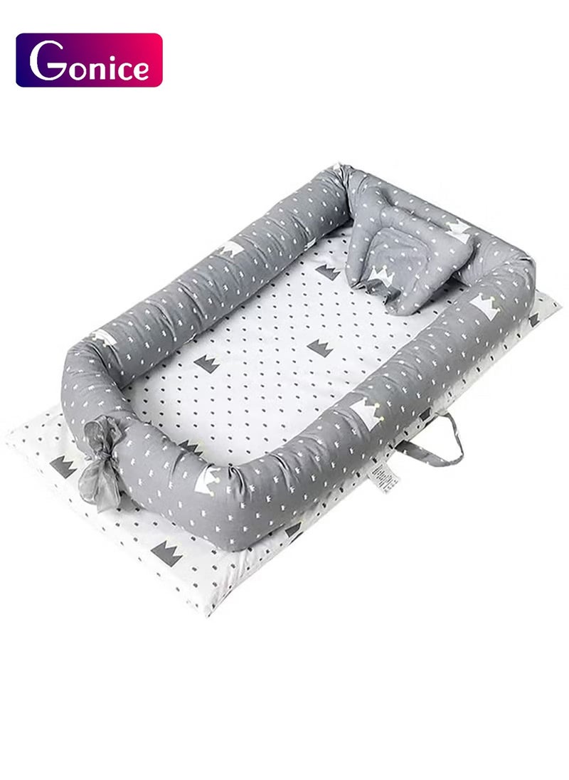 Gonice Baby Bassinet for Bed Baby Nest Striped Baby Lounger - Breathable & Hypoallergenic Co-Sleeping Baby Bed - Newborn Lounger Portable Crib for Bedroom/Travel  - Image 1