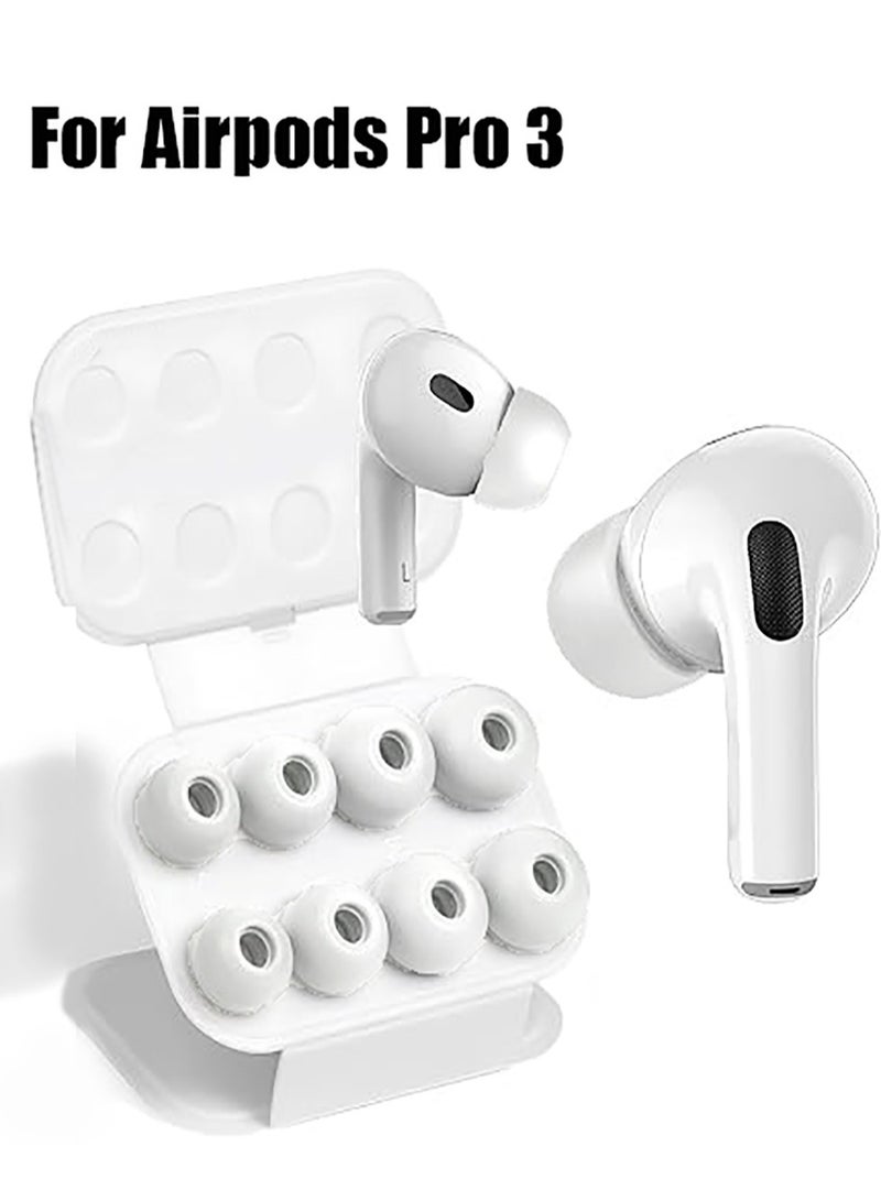 4 Pairs Eartips Covers Case for AirPods Pro 3(2025),Eartips Covers Earuds Cover Silicone Compatible with AirPods Pro 3, XXS/XS/S/L White - Image 1